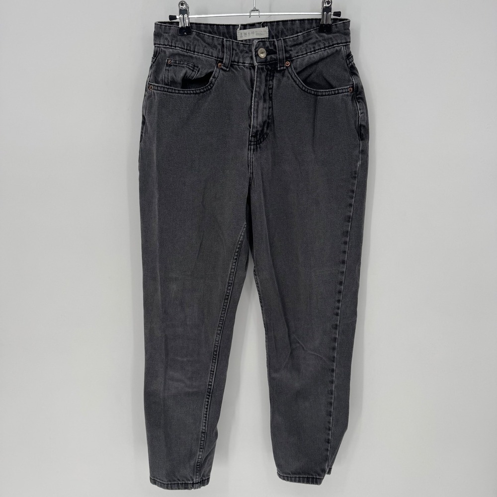 Denim Co Womens High Waisted Mom Jeans Faded‎ Black Size 4 Relaxed Tapered 90s